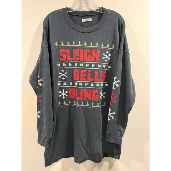 Grayson Threads Sleigh Bells Bling Sweater Shirt Long‎ Sleeve Women's Large - Picture 1 of 4
